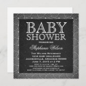 Mod Swirls Baby shower Invite, Ivory Kaart (Voorkant / Achterkant)