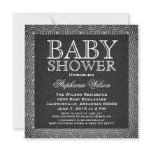 Mod Swirls Baby shower Invite, Ivory