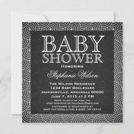 Mod Swirls Baby shower Invite, Ivory Kaart