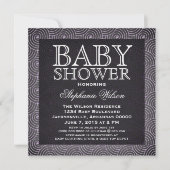 Mod Swirls Baby shower Invite, Lila Kaart (Voorkant)