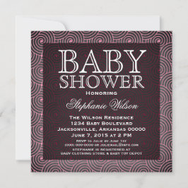Mod Swirls Baby shower Invite, Roze Kaart