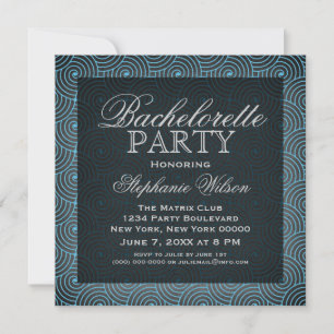 Mod Swirls Bachelorette Party Invite, Blue Kaart
