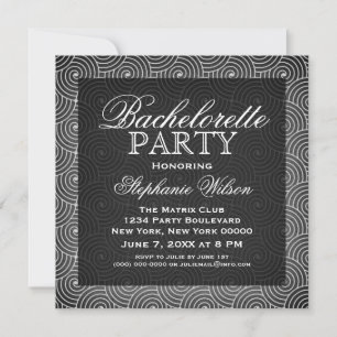 Mod Swirls Bachelorette Party Invite, Ivory Kaart