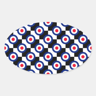 Mod Target Pattern Polka Dots Mode Vintage Ovale Sticker