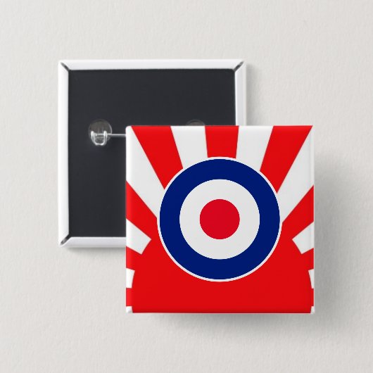 MOD Target Roundel op Sunburst Vierkante Button 5,1 Cm (Voorkant /achterkant)