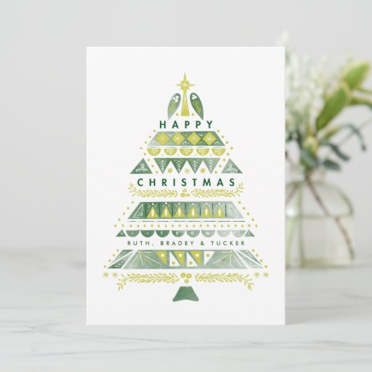 Mod textured Kerstmis Feestdagenkaart (Staand voorkant)