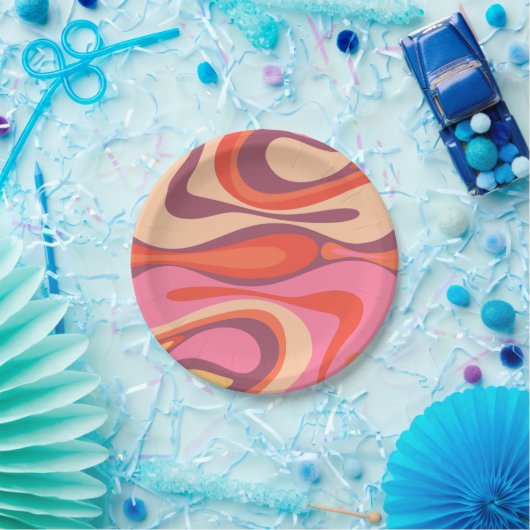 Mod Thang Trippy Retro Modern Abstract Patroon Papieren Bordje (Feest)