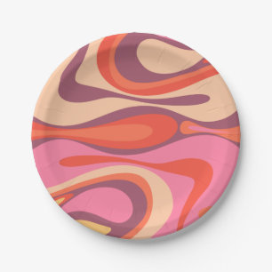 Mod Thang Trippy Retro Moderne Abstracte Patroon Papieren Bordje