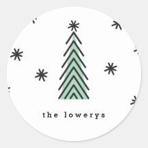 Mod Tree Holiday Round Sticker