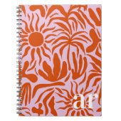 Mod Tropical Boho Roze + Sinaasappel Patroon Monog Notitieboek (Voorkant)