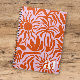 Mod Tropical Boho Roze + Sinaasappel Patroon Monog Notitieboek