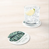 Mod Tropical Palm Leaf Monstera Greenery Ronde Kartonnen Onderzetter (Insitu)