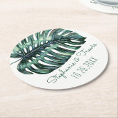 Mod Tropical Palm Leaf Monstera Greenery Ronde Kartonnen Onderzetter (Gebogen)