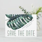Mod Tropics Monstera Leaf Bruiloft Save The Date (Staand voorkant)