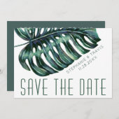 Mod Tropics Monstera Leaf Bruiloft Save The Date (Voorkant / Achterkant)