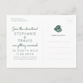 Mod Tropics Monstera Leaf Save the Date Briefkaart (Achterkant)