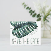 Mod Tropics Monstera Leaf Save the Date Briefkaart (Staand voorkant)