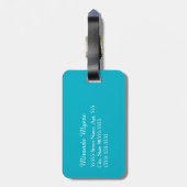 Mod Turquoise Blue Polka Dots Monogram met naam Bagagelabel (Achterkant verticaal)