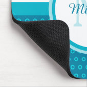 Mod Turquoise Blue Polka Dots Monogram met naam Muismat (Hoek)