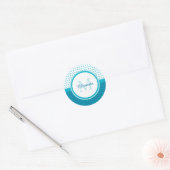 Mod Turquoise Blue Polka Dots Monogram met naam Ronde Sticker (Envelop)