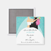 Mod turquoise bruid & bruidegom de datummagneet op magneet (Voorkant / Achterkant)