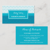 Mod Turquoise en Witte Polka Dots Babysitter Visitekaartje (Voorkant / Achterkant)
