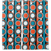 mod Turquoise oranje zwarte cirkel strepen patroon Douchegordijn (Voorkant)