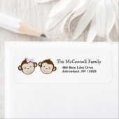 MOD TWIN MONKEYS AFDRUKBARE ADRESETIKETTEN ETIKET (Insitu)