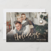 Mod Typografie Roos Gold Persoonlijke foto Feestdagenkaart (Voorkant)