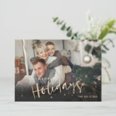 Mod Typografie Roos Gold Persoonlijke foto Feestdagenkaart (Staand voorkant)