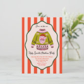 Mod Ugly Sweater Christmas Party hand getekend Kaart (Staand voorkant)