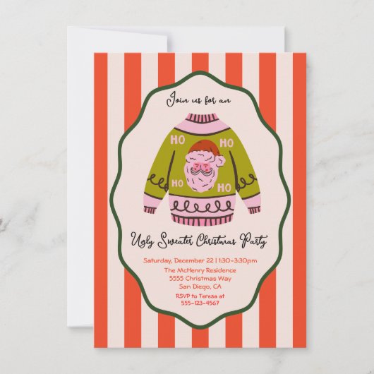 Mod Ugly Sweater Christmas Party hand getekend Kaart (Voorkant)