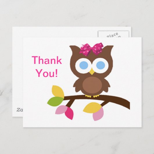 Mod Uil Ontwerp Verjaardagsfeestuitnodiging Favori Briefkaart (Voorkant / Achterkant)