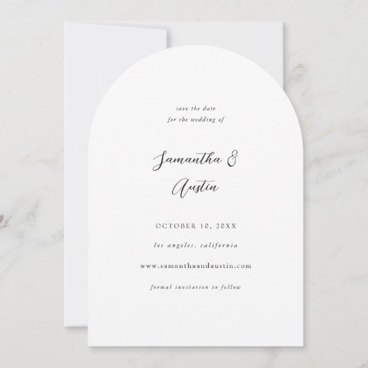 MOD V Foto Elegant Save the Date - Donkerder Arc Kaart (Achterkant)