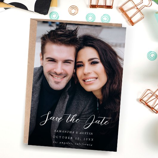 MOD V Foto Elegant Save the Date - Donkerder Kaart