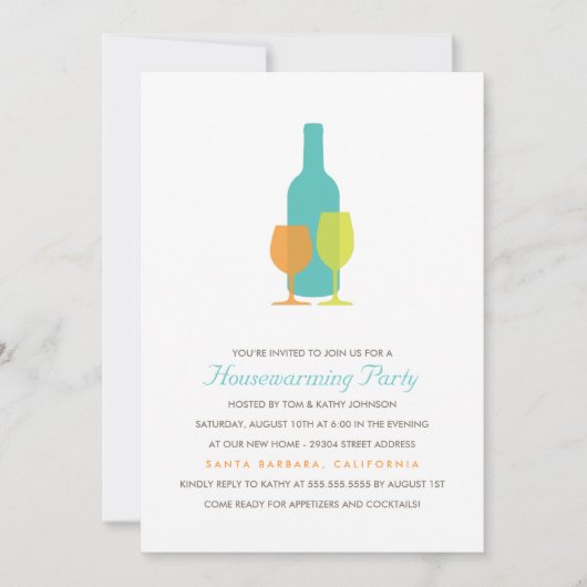 Mod Vino Housewarming Party Invitation Kaart (Voorkant)