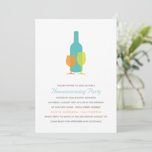 Mod Vino Housewarming Party Invitation Kaart (Staand voorkant)