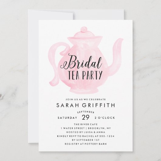 Mod Vrijgezellenfeest Tea Party Pink Invitation Kaart (Voorkant)