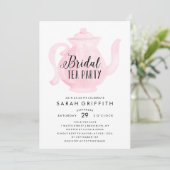 Mod Vrijgezellenfeest Tea Party Pink Invitation Kaart (Staand voorkant)