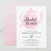 Mod Vrijgezellenfeest Tea Party Pink Invitation Kaart (Voorkant / Achterkant)