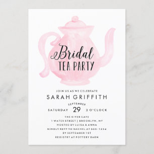 Mod Vrijgezellenfeest Tea Party Pink Invitation Kaart