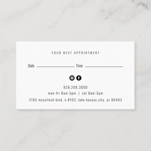 Mod Wash Nail Salon Afspraak Visitekaartje (Achterkant)