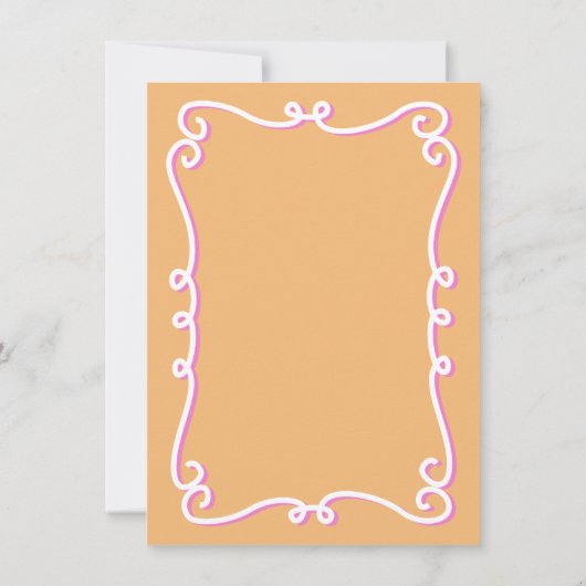 Mod Wavy Doodle Roze Sinaasappel Vrijgezellenfeest Kaart (Achterkant)