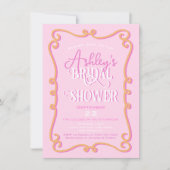 Mod Wavy Doodle Roze Sinaasappel Vrijgezellenfeest Kaart (Voorkant)