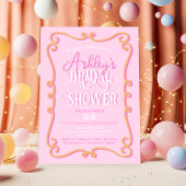 Mod Wavy Doodle Roze Sinaasappel Vrijgezellenfeest Kaart