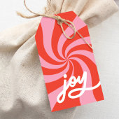 Mod Wavy Groovy Christmas Pink Red Joy Script Cadeaulabel