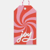 Mod Wavy Groovy Christmas Pink Red Joy Script Cadeaulabel (Voorkant)