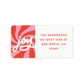 Mod Wavy Groovy Christmas Pink Red Retouradres Etiket (Voorkant)