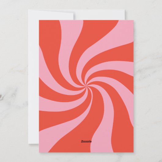 Mod Wavy Retro Christmas Pink Red Foto Feestdagenkaart (Achterkant)