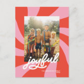 Mod Wavy Retro Groovy Kerst Rood Roze Feestdagenkaart (Voorkant)